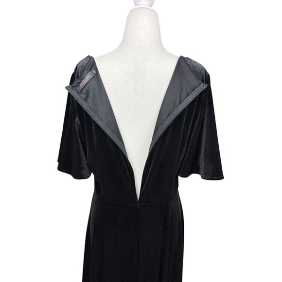 NEW Meetjen Black Velvet Sequin Top Flutter Sleeve Midi Holiday Parties Dress - Picture 7 of 11